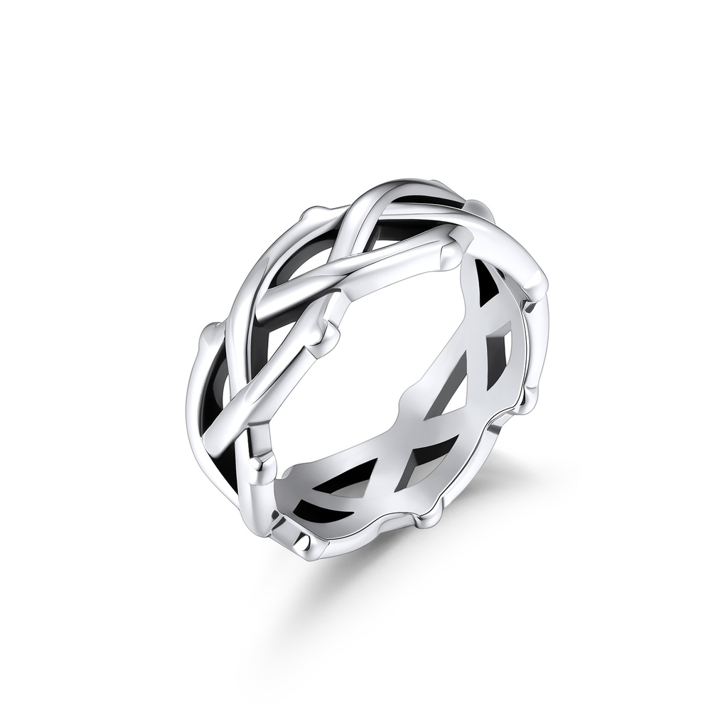 Modern Stainless Steel Band with Black Detailing and Geometric Design