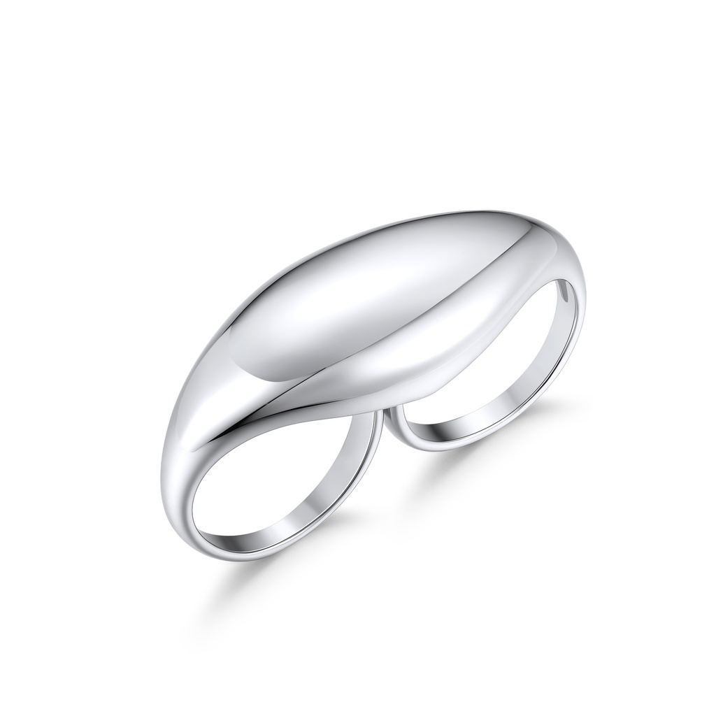 Modern Stainless Steel Double Finger Ring with Sleek Minimalist Design