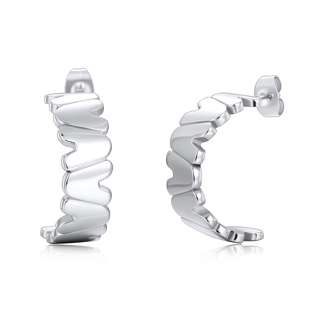 Modern Stainless Steel Hoop Earrings with Artistic Wavy Design