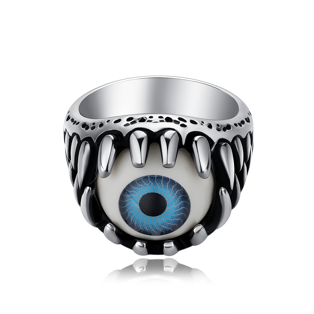Monster Eye Ring – Blue Eyeball, Clawed Grip, Horror-Inspired Design