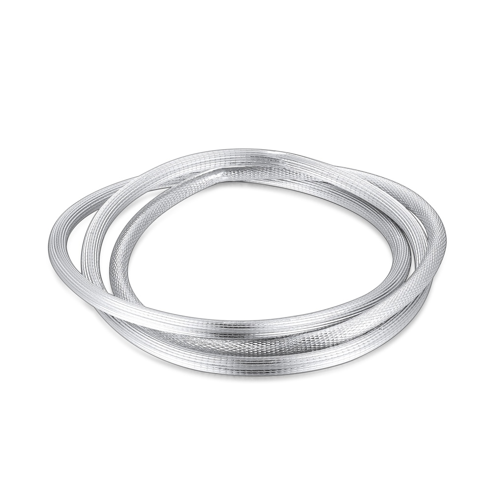 Multi-Strand Stainless Steel Interlocking Bangles with Textured Finish