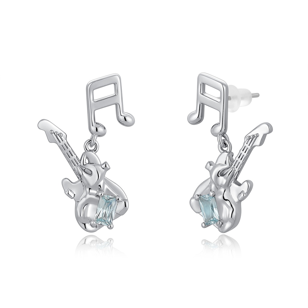Music-Inspired Guitar Earrings with Light Blue Crystal