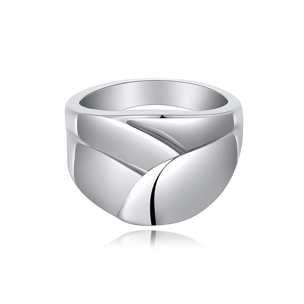 Bold Polished Stainless Steel Geometric Dome Ring