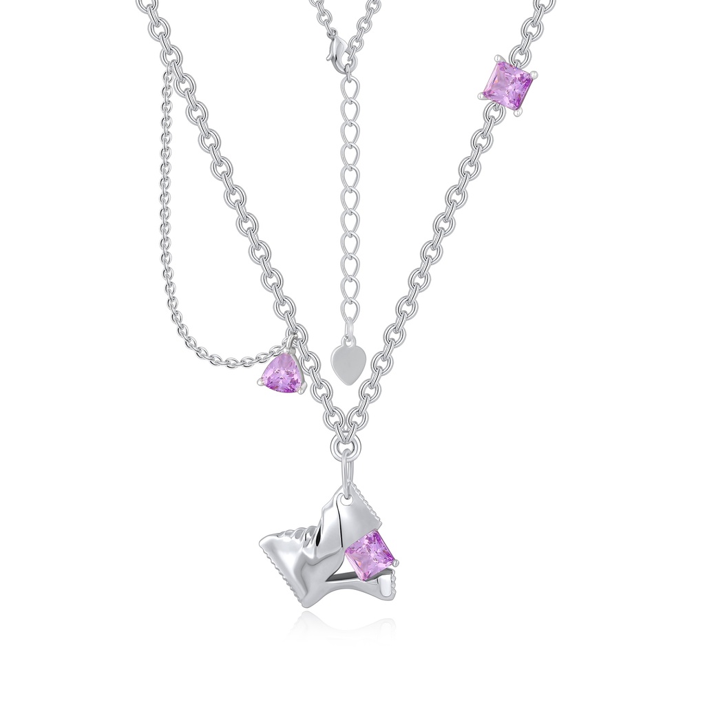 Origami Bow Pendant Necklace with Light Purple Accent Stones