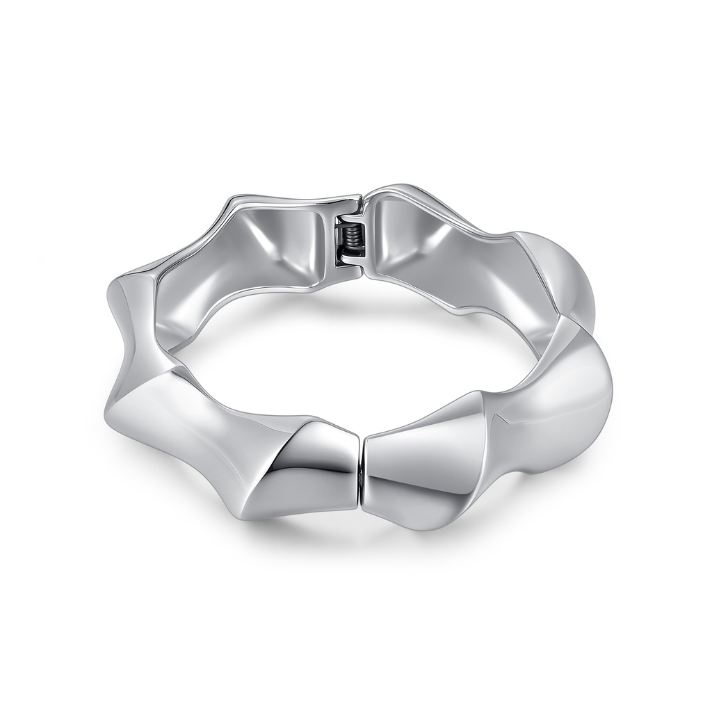 Bold Sculptural Stainless Steel Bracelet with Modern Geometric Segment Design