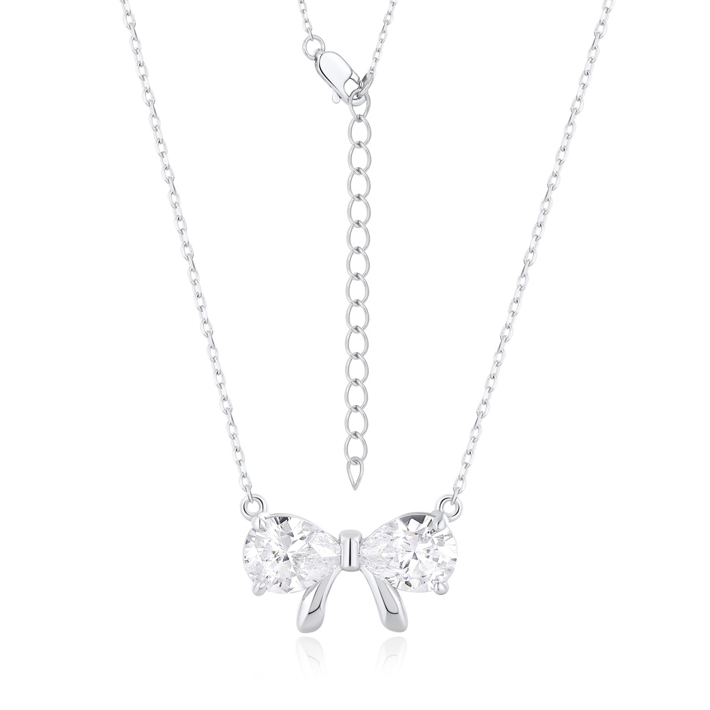 Petite Bowknot Necklace with Double Crystal Center Charm