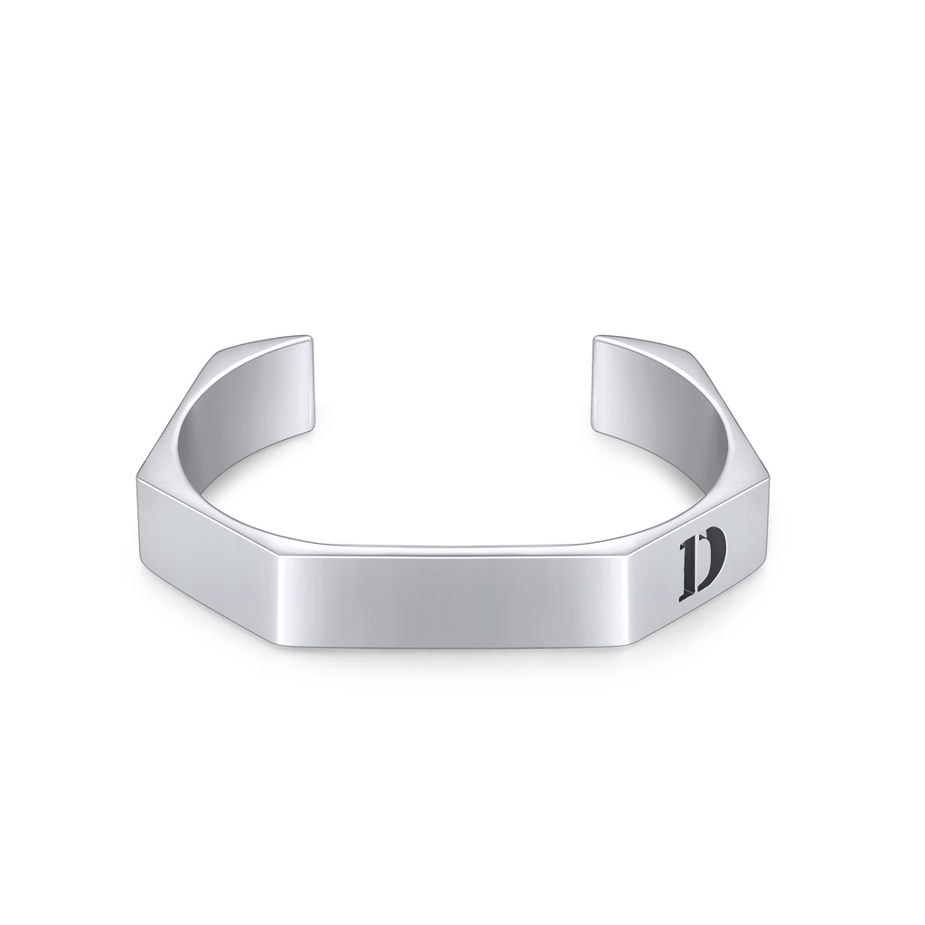 Polished Hexagonal Stainless Steel Open Cuff Bracelet