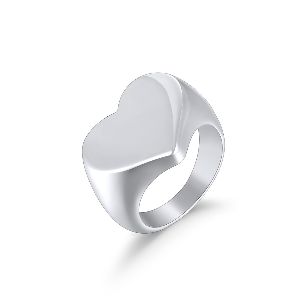 Polished Stainless Steel Heart Ring for Bold Romantic Fashion Statement