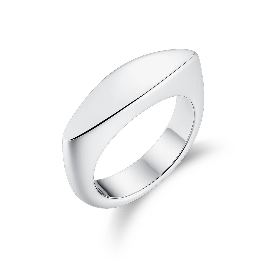 Polished Stainless Steel Oval Ring – Sleek Modern Minimalist Design