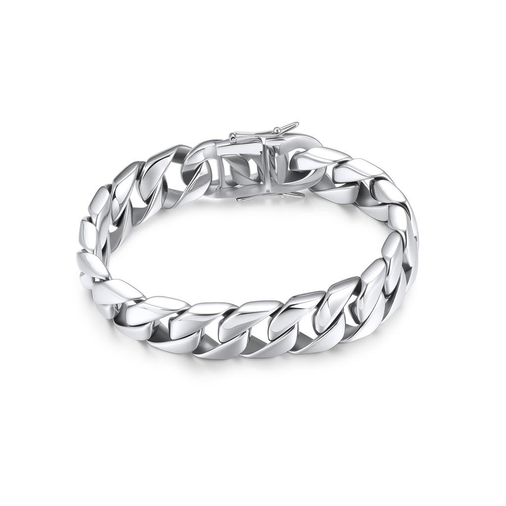 Bold Stainless Steel Cuban Link Bracelet with Polished Modern Finish