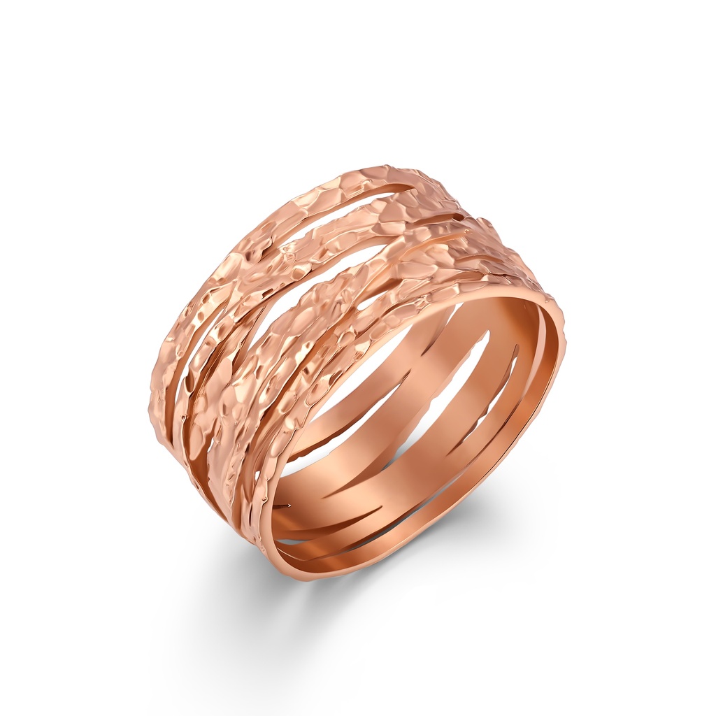 Rose Gold Multi-Layer Textured Wide Band Statement Ring