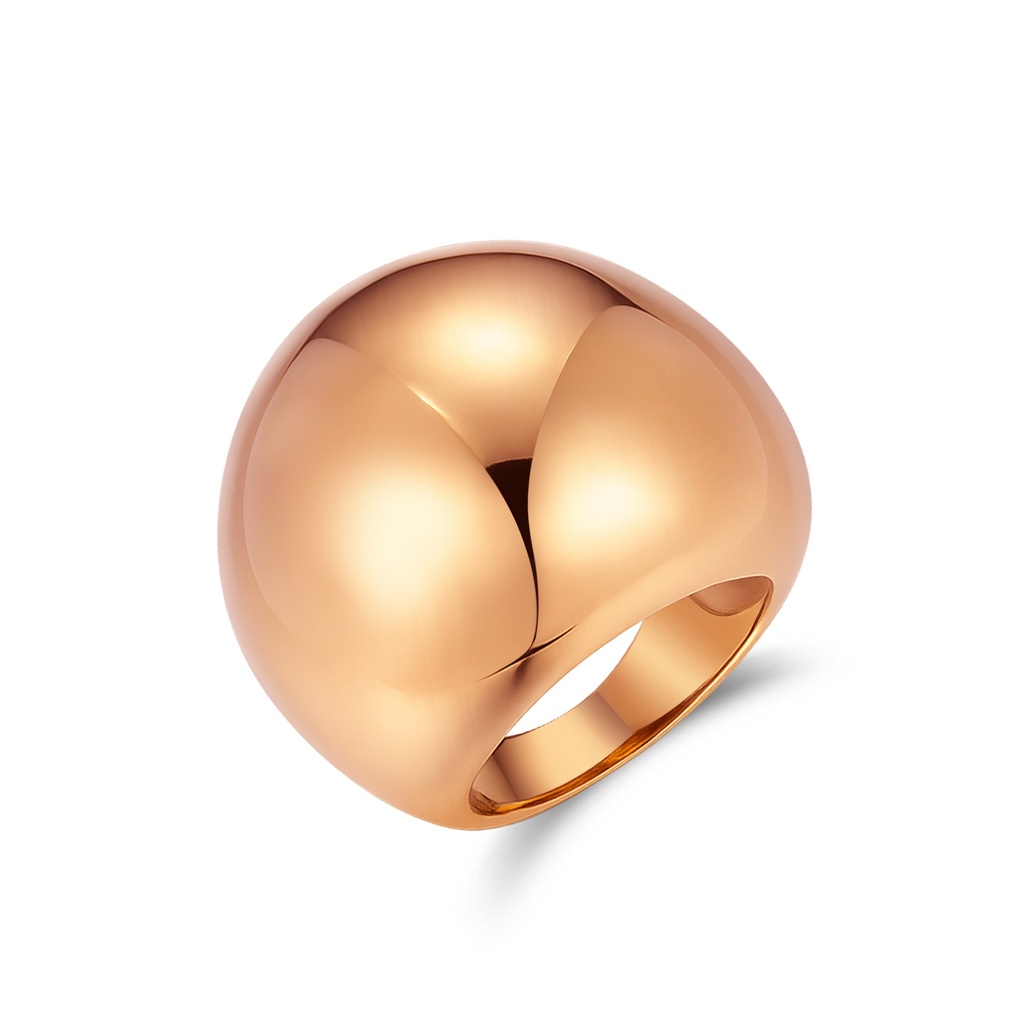 Rose Gold Plated Dome Stainless Steel Ring – Elegant Bold Fashion Statement