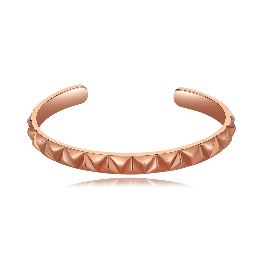 Rose Gold Pyramid Stud Cuff Bangle Stainless Steel Minimalist Design