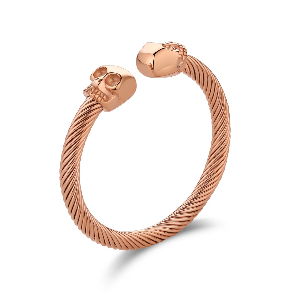 Rose Gold Skull Cuff Bracelet Twisted Stainless Steel Design