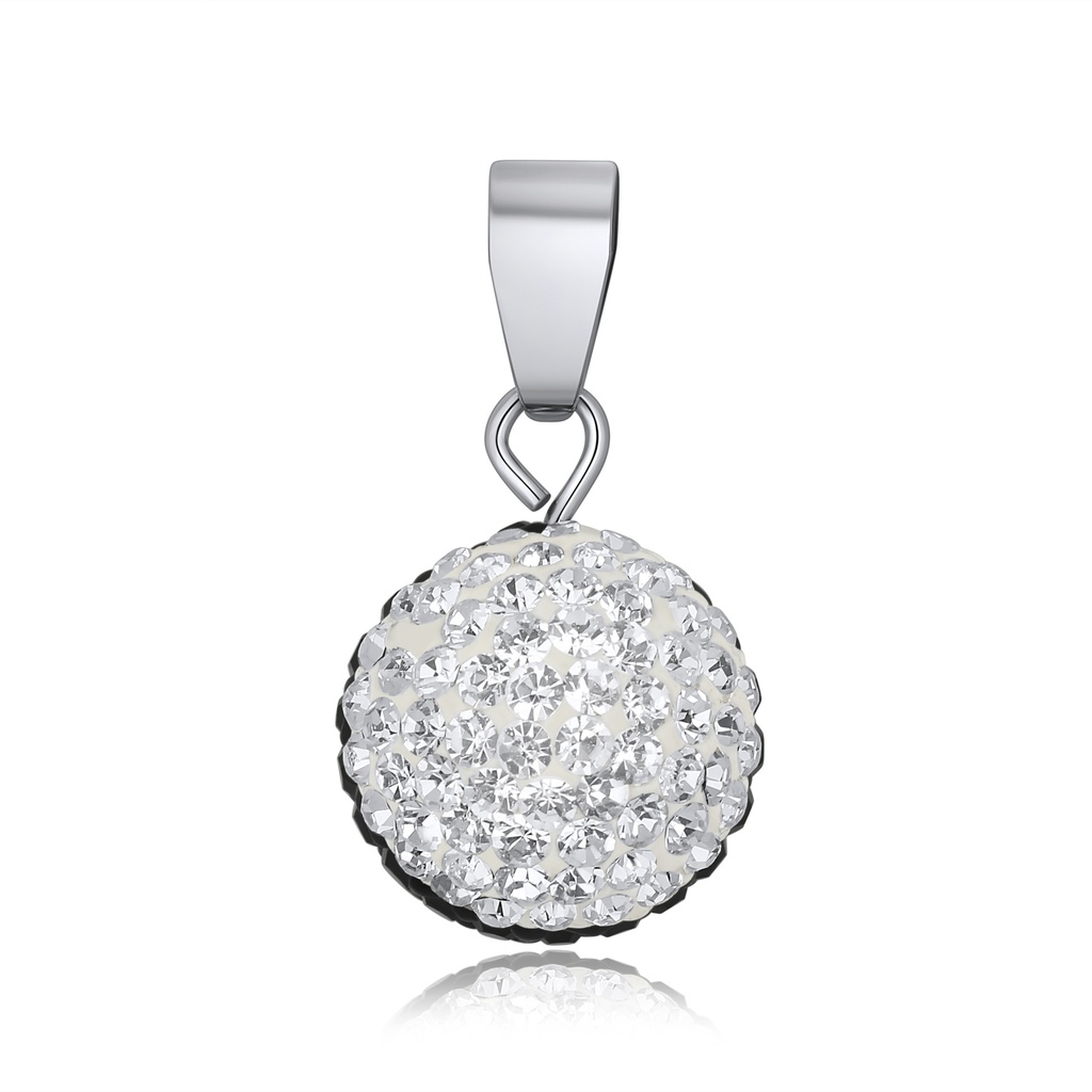 Round Stainless Steel Pendant With Sparkling White Crystals