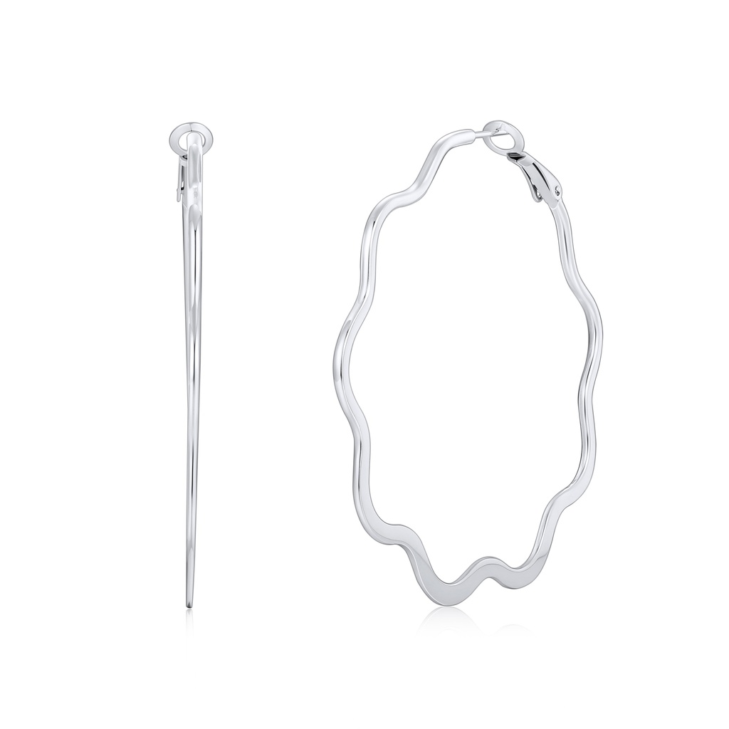 Sculpted Silver Stainless Steel Hoop Earrings for Modern Elegance