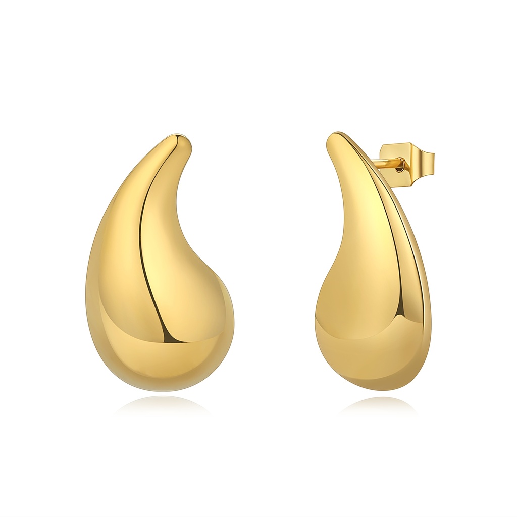 Sculptural Waterdrop Earrings Gold Stainless Steel Modern Minimalist Style