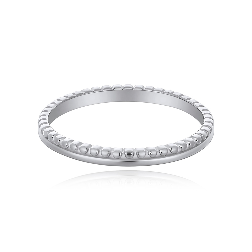 Silver Beaded Edge Thin Stainless Steel Band