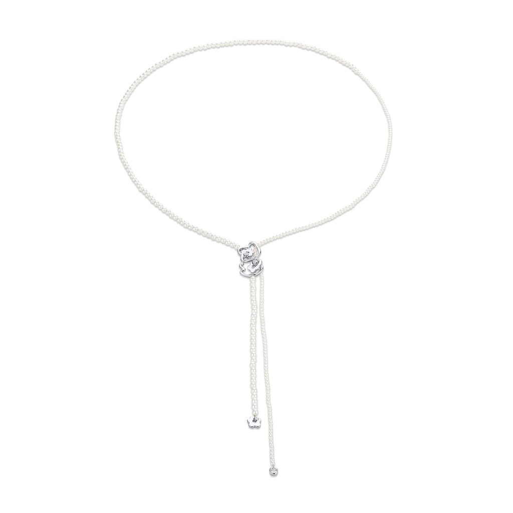 Silver Bear Braided Brass Adjustable Necklace for Women and Teens