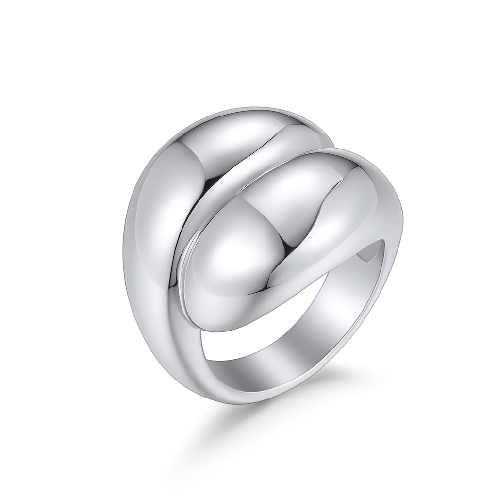 Silver Bold Twist Design Stainless Steel Statement Ring