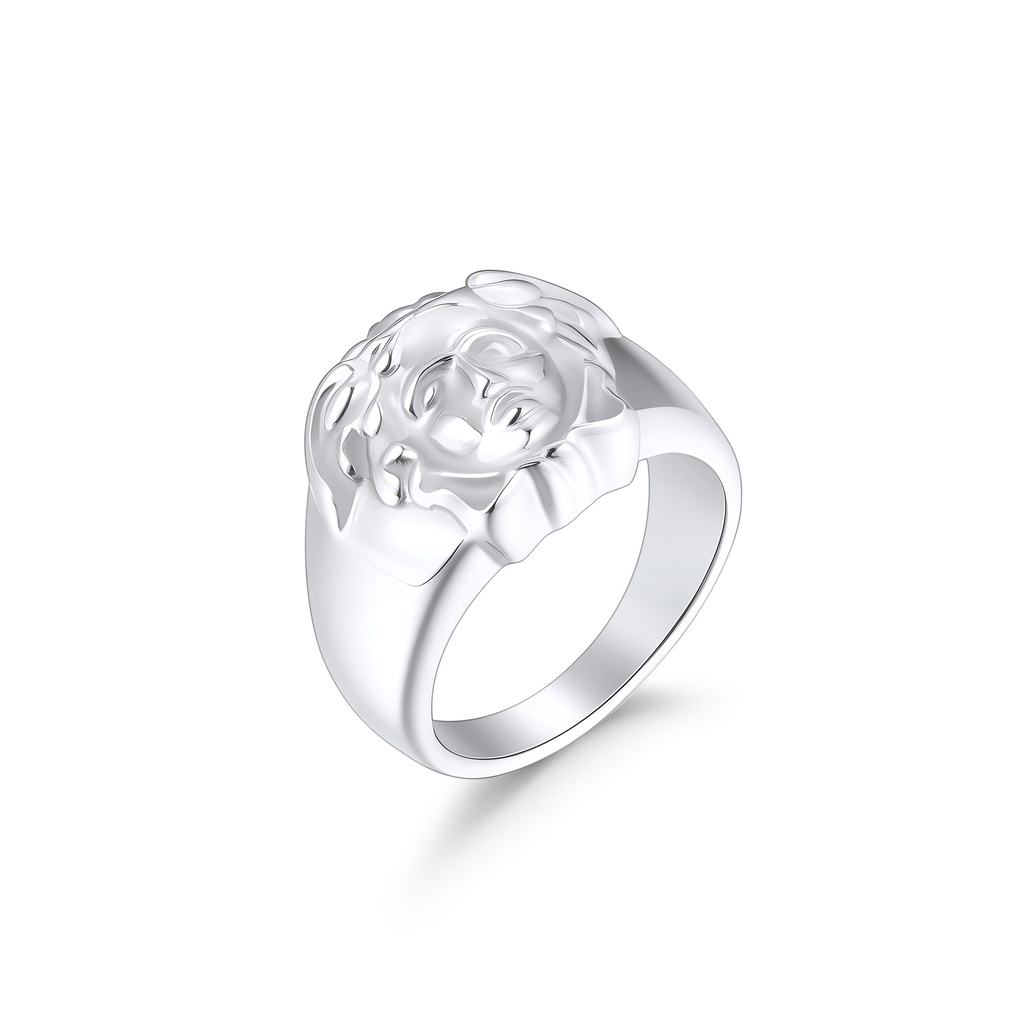 Bold Stainless Steel Ring with Intricate Lion Head Design