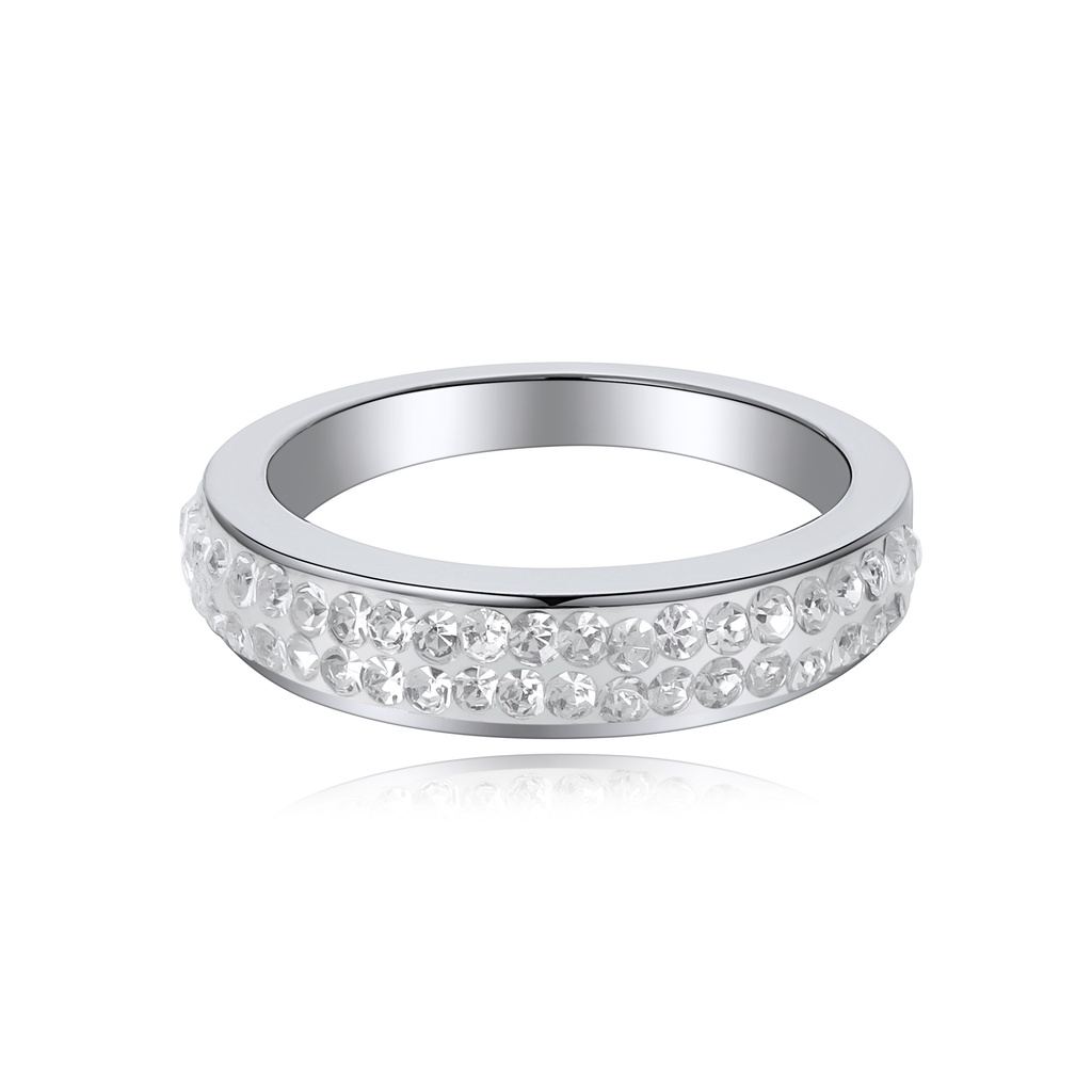 Silver Stainless Steel Crystal-Studded Elegant Band