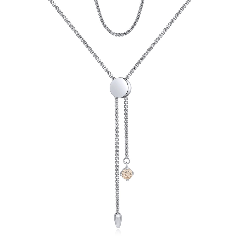 Sleek Dual-Layer Y Necklace with Sliding Charm Pendant
