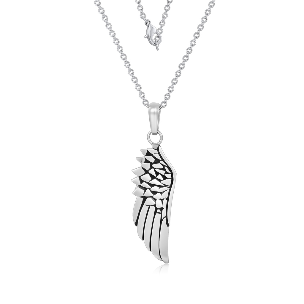 Sleek Stainless Steel Angel Wing Pendant Necklace for Bold Style
