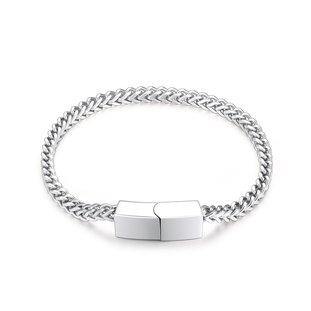 Sleek Stainless Steel Chain Bracelet with Magnetic Clasp for Men