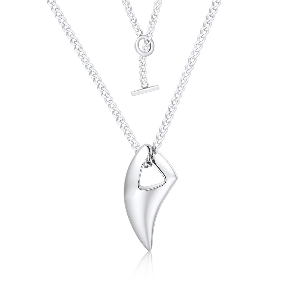 Sleek Stainless Steel Claw Pendant Necklace with Modern Geometric Charm