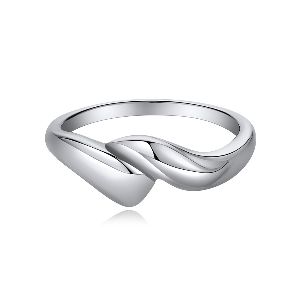 Sleek Stainless Steel Twist Ring with Fluid Design