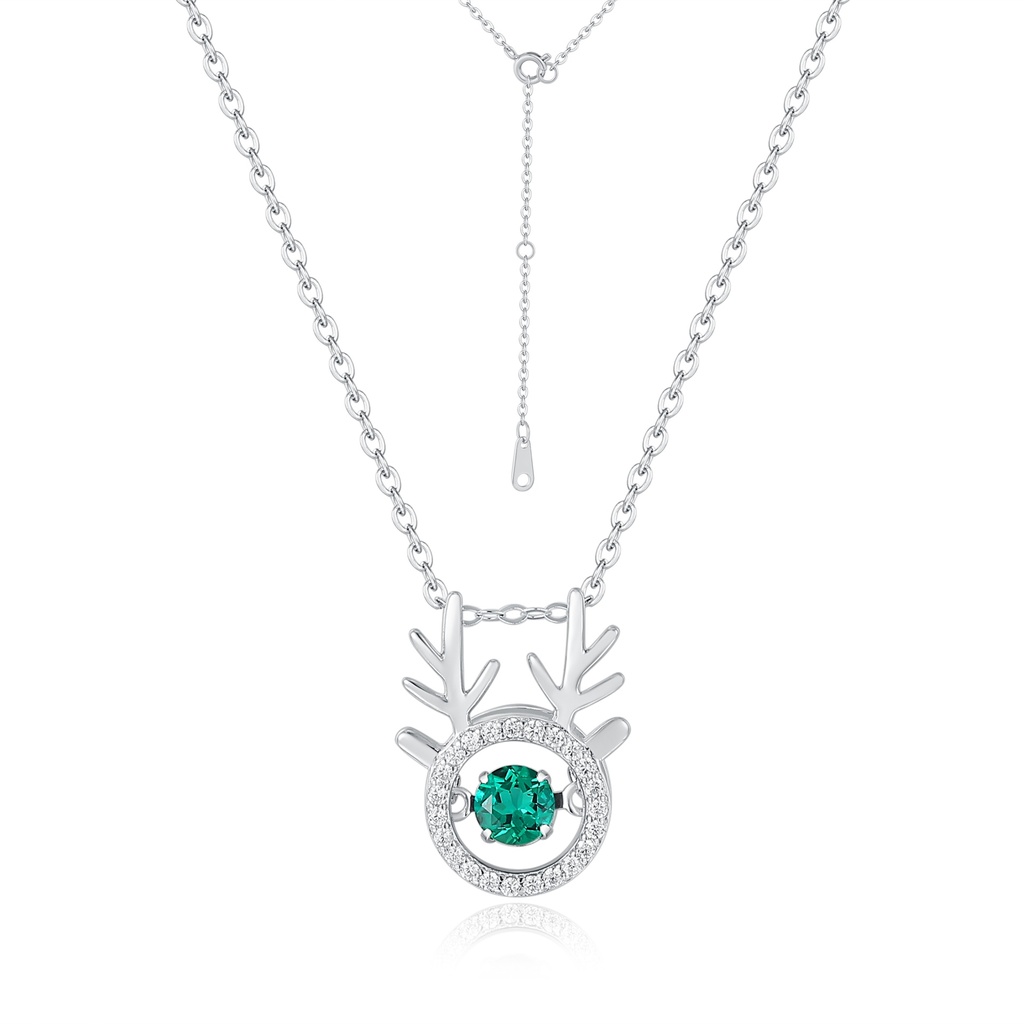 Snowflake-Inspired Necklace with Green CZ and Pavé-Set Detail
