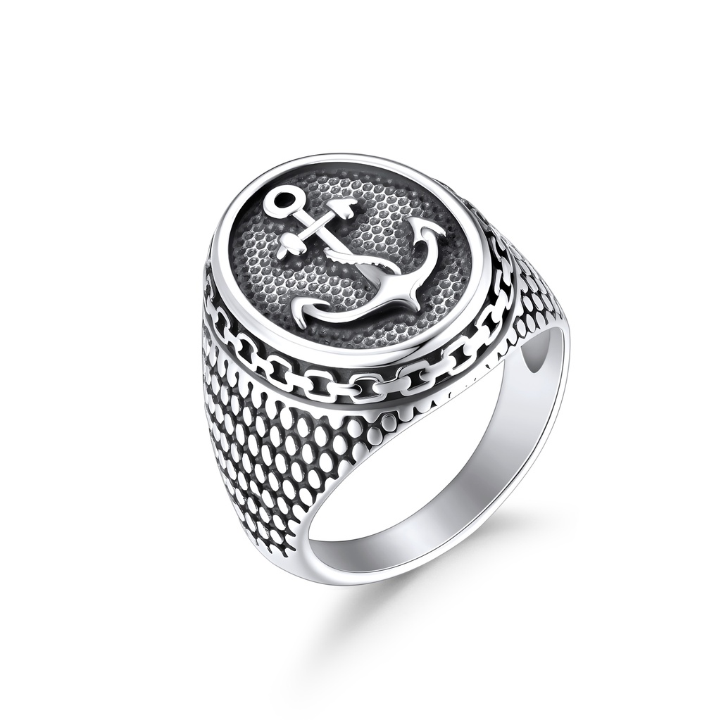 Stainless Steel Anchor Ring with Nautical Style and Bold Design