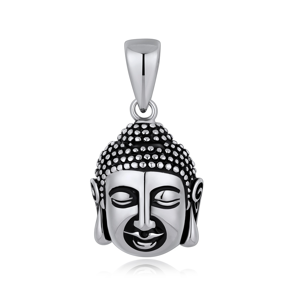 Stainless Steel Buddha Pendant with Intricate Facial Detailing