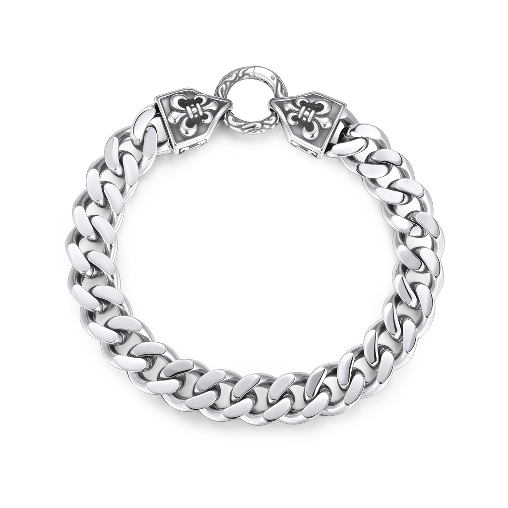 Stainless Steel Cuban Chain Bracelet with Vintage Gothic Clasp