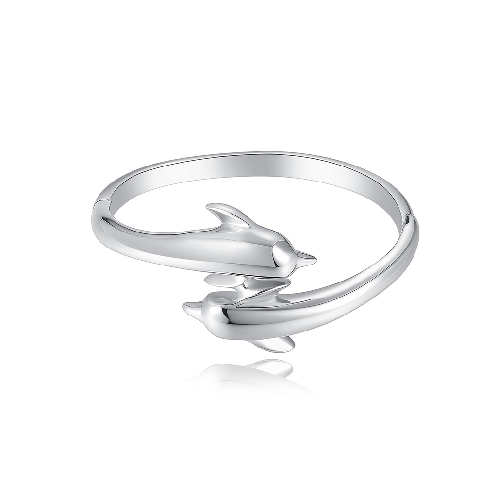 Stainless Steel Dolphin Bangle Bracelet for Ocean Lovers and Gifts