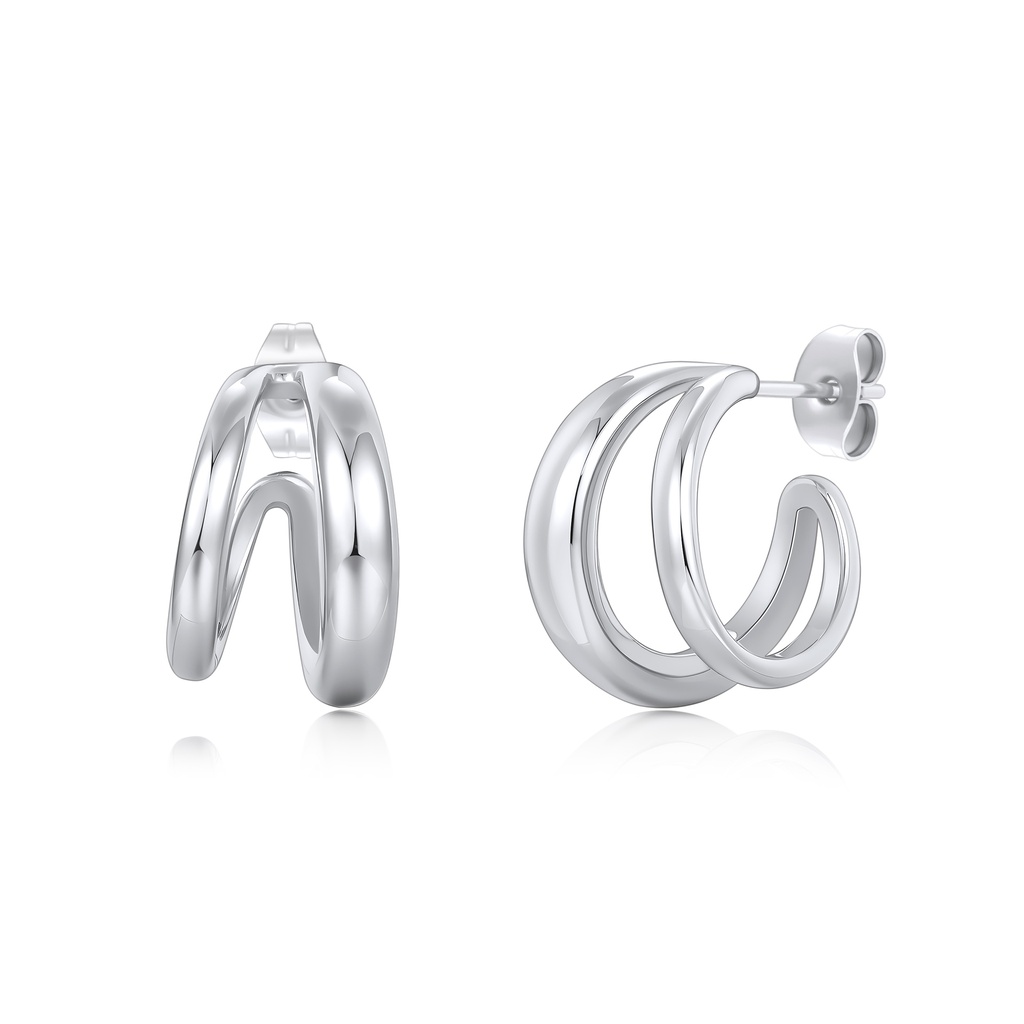 Stainless Steel Double Hoop Earrings with Modern Minimalist Design
