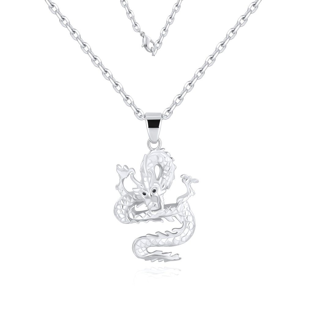 Stainless Steel Dragon Pendant Necklace Symbolizing Strength and Good Fortune