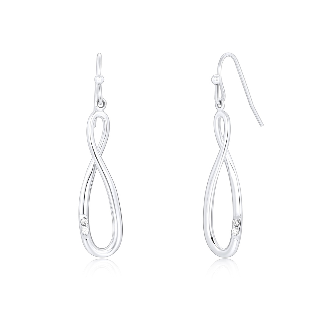 Stainless Steel Infinity Drop Earrings with Sparkling Crystal Accents