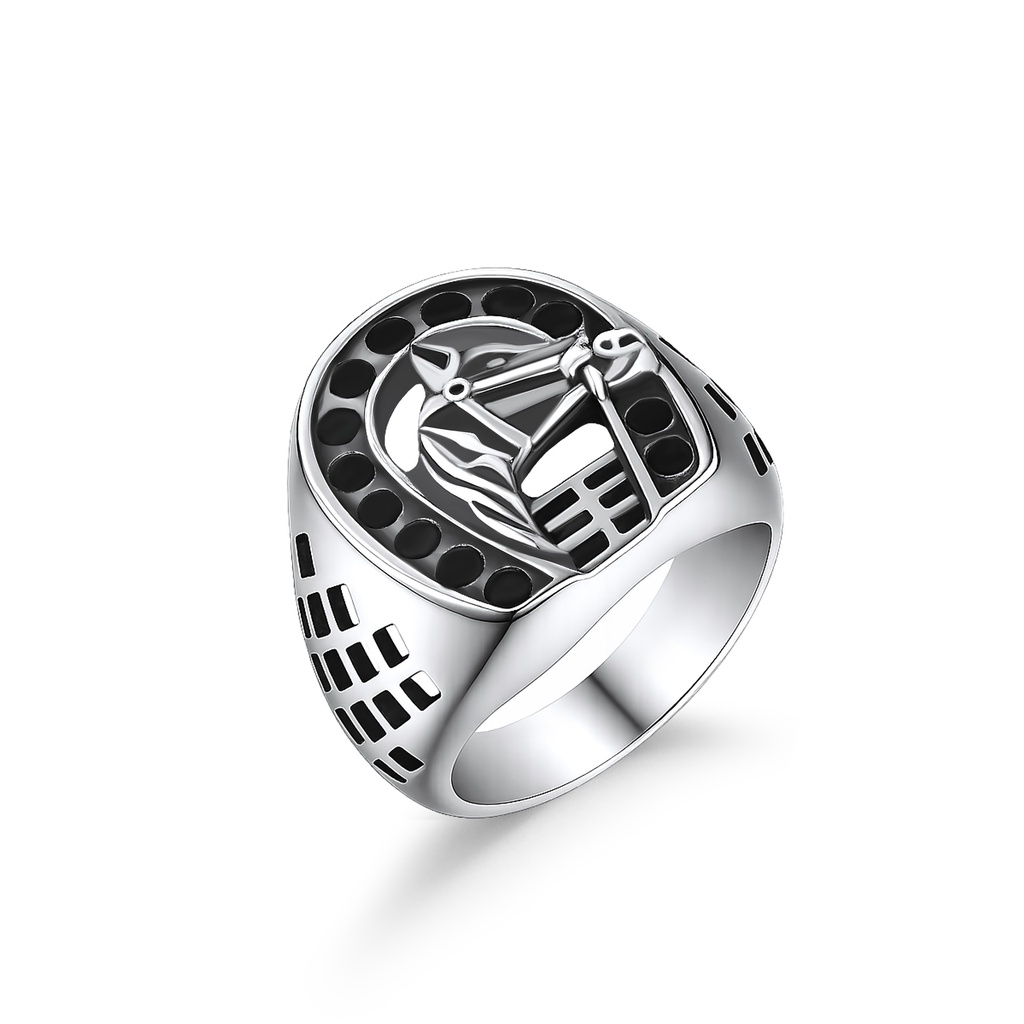 Stainless Steel Knight Helmet Signet Ring for Men and Women