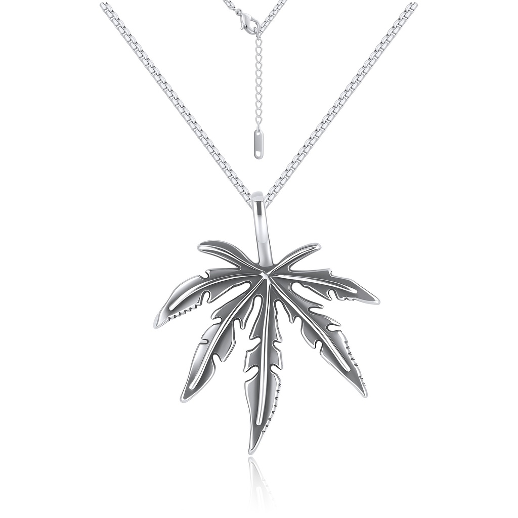 Stainless Steel Leaf Pendant Necklace with Adjustable Chain for Style