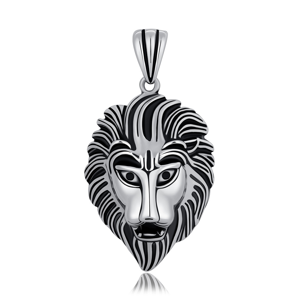 Stainless Steel Lion Head Pendant Bold Tribal Design Jewelry