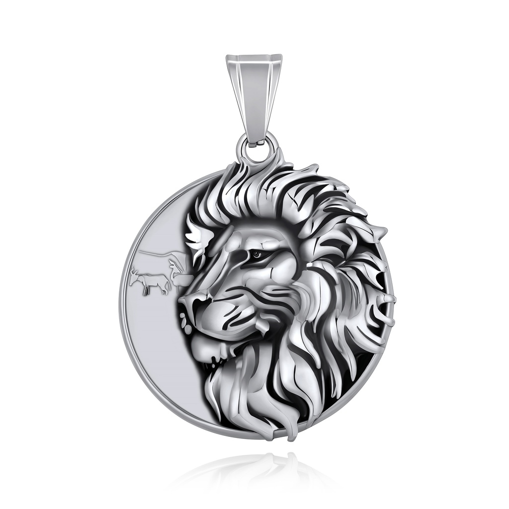 Stainless Steel Lion Head Pendant Majestic 3D Animal Design