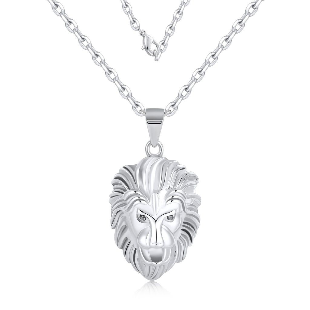 Stainless Steel Lion Head Pendant Necklace for Bold Style