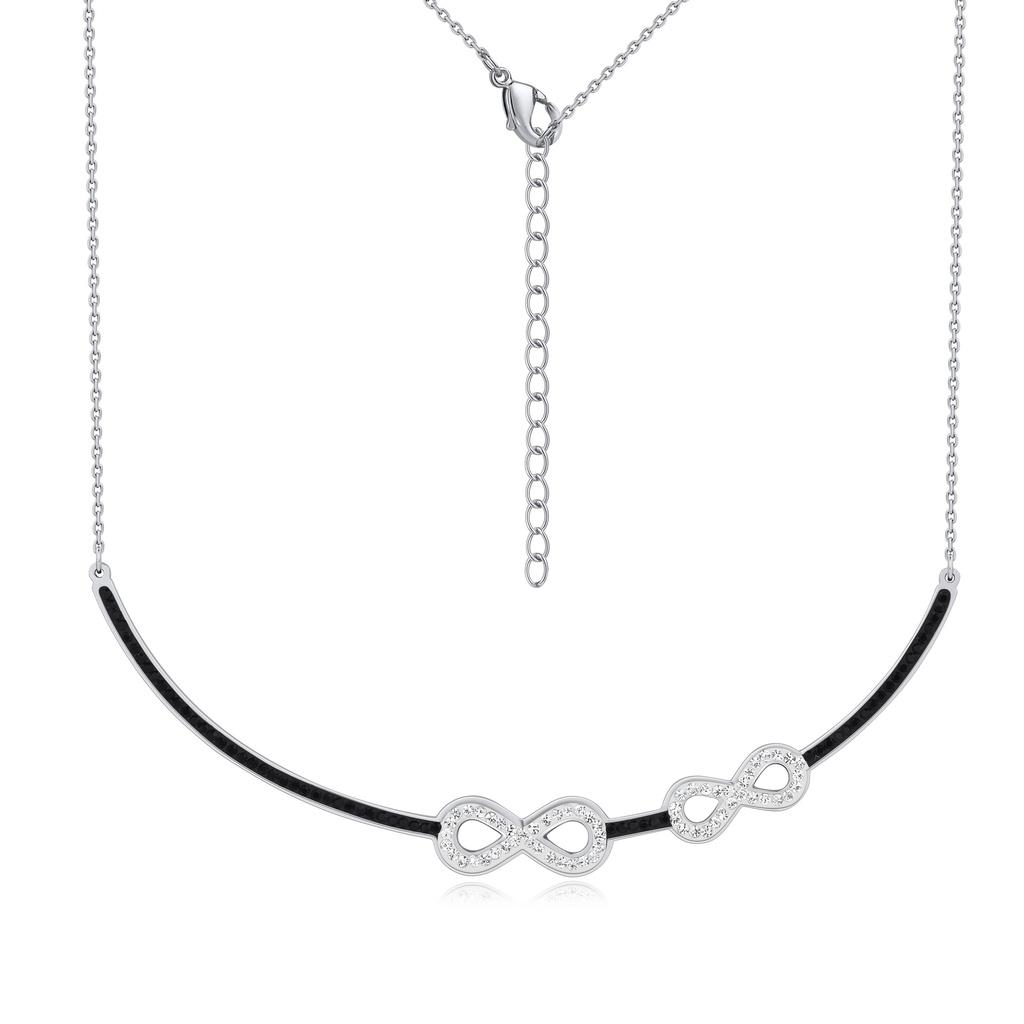 Stainless Steel Necklace with Crystal Infinity Symbol Trio Design