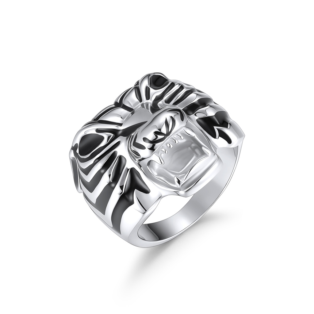 Stainless Steel Roaring Lion Head Ring, Bold Gothic Statement Piece