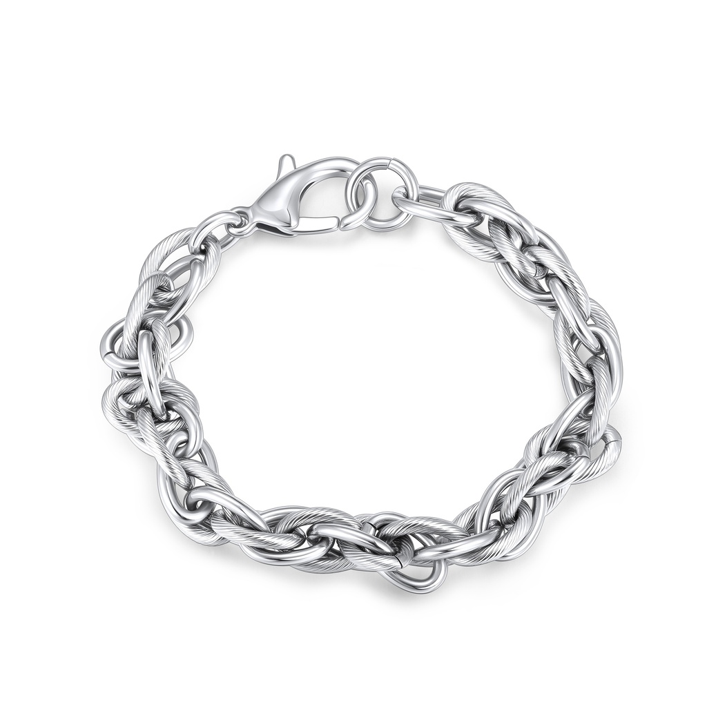 Braided Stainless Steel Chain Bracelet with Polished Modern Masculine Style