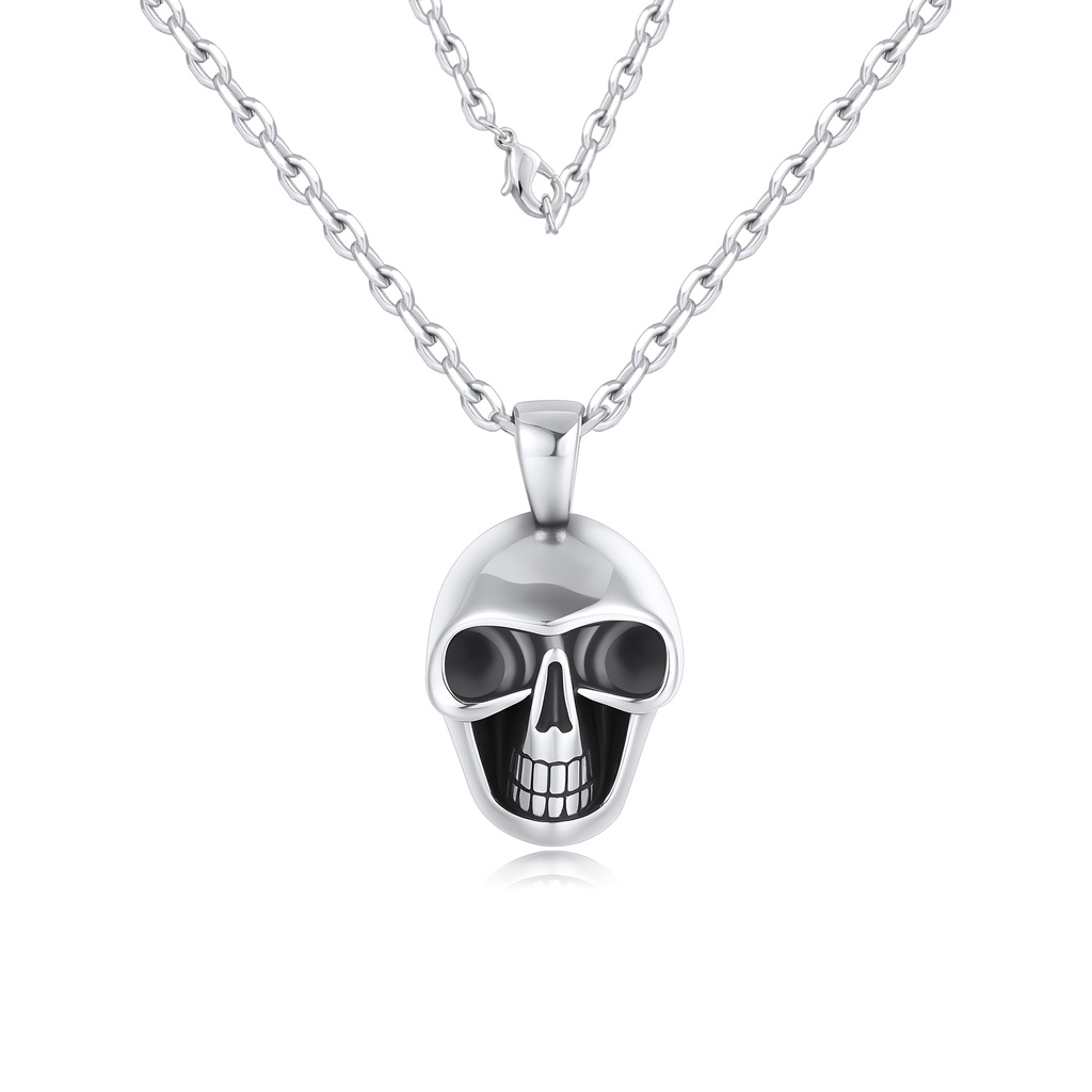 Stainless Steel Skull Pendant Necklace with Bold Gothic Design