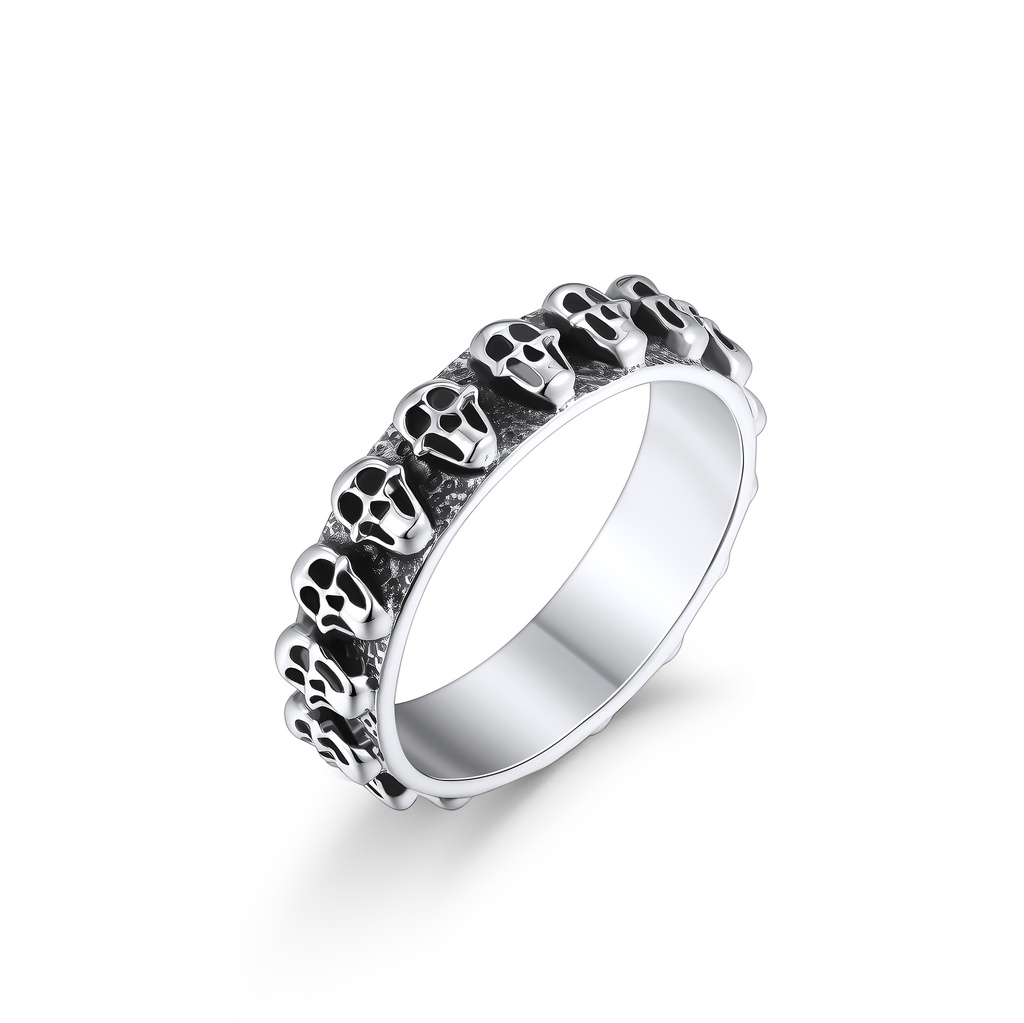 Stainless Steel Skull Ring with Bold Gothic Punk Design