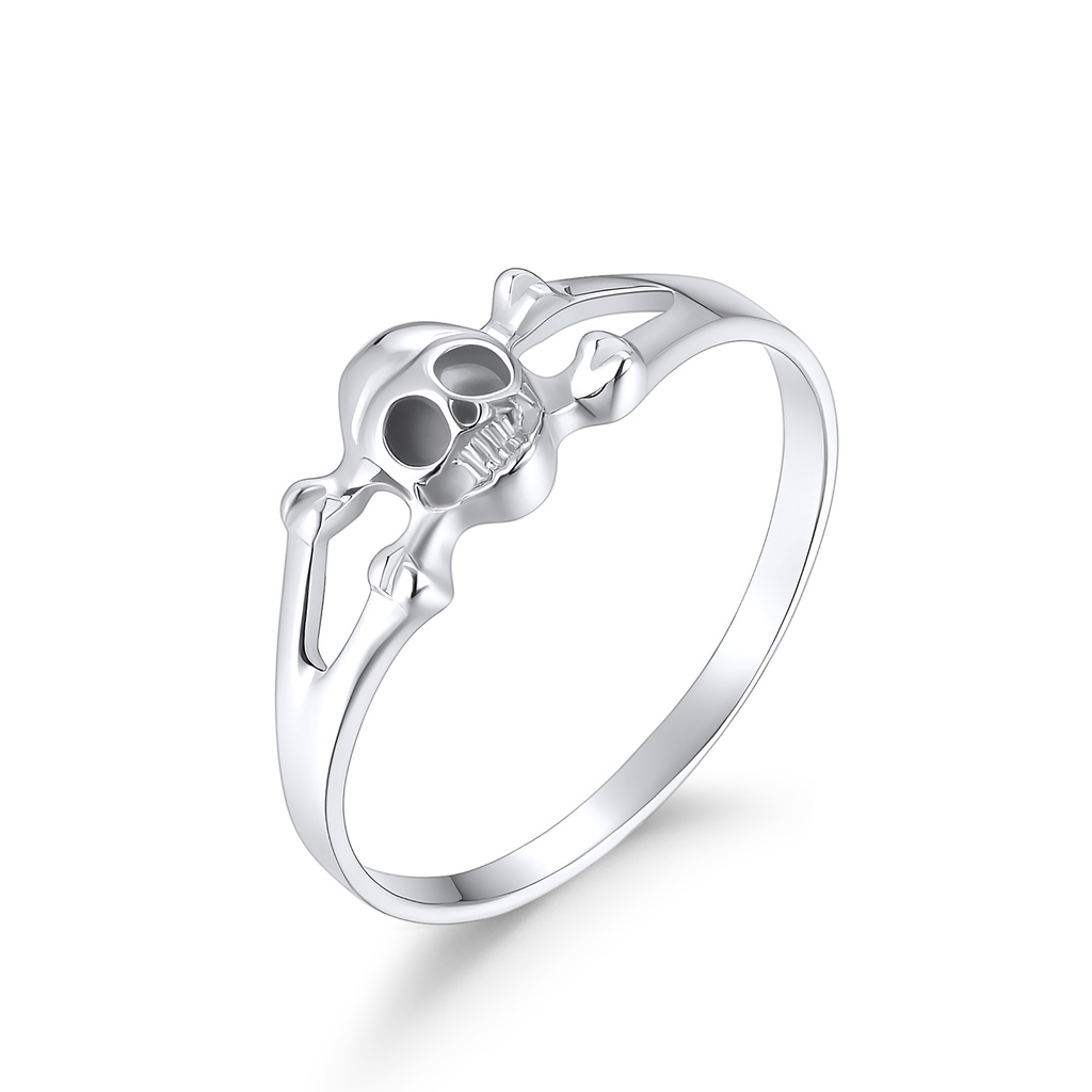 Stainless Steel Skull Ring with Minimalist Design and Polished Finish